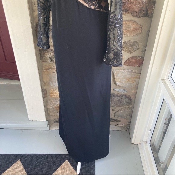 Tadashi Shoji PARULA GOWN Sheer Sequin Maxi Dress APU2132LX-BK/ND 18Q - Picture 7 of 16